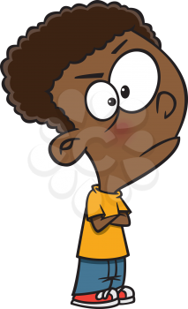 Royalty Free Clipart Image of a Boy Pouting