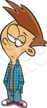 Royalty Free Clipart Image of a Boy with an Attitude