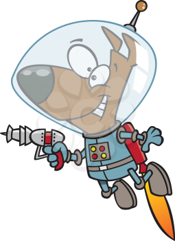 Royalty Free Clipart Image of a Dog Dressed up as a Space Dog