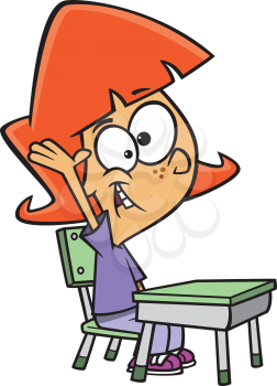 Royalty Free Clipart Image of a Student With Her Hand Raised