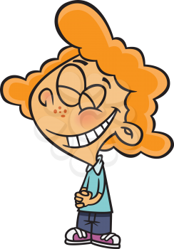 Royalty Free Clipart Image of a Girl With a Big Smile