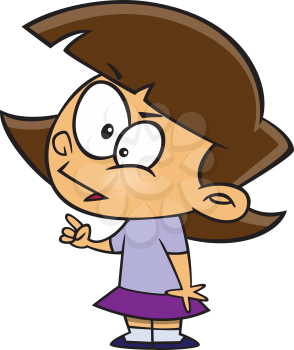 Royalty Free Clipart Image of a Girl Pointing Her Finger