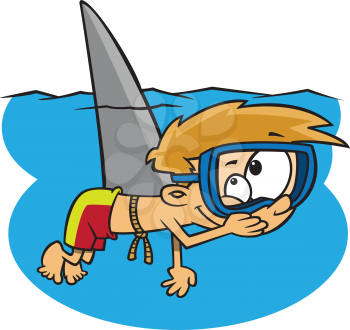 Royalty Free Clipart Image of a Boy as a Shark