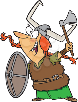 Royalty Free Clipart Image of a Women Dressed up as a Viking