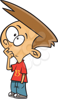 Royalty Free Clipart Image of a Boy Looking Thoughtful