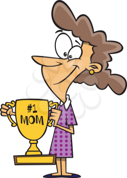 Royalty Free Clipart Image of a Mother With a Trophy