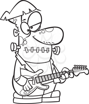 Royalty Free Clipart Image of a Frankenstein Playing a Guitar