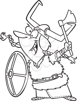 Royalty Free Clipart Image of a Women Dressed up as a Viking