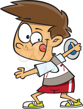 Royalty Free Clipart Image of a Boy Throwing a Discus