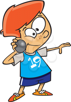 Royalty Free Clipart Image of a Boy Throwing a Shotput