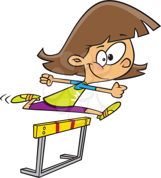 Royalty Free Clipart Image of a Girl Running Hurdles