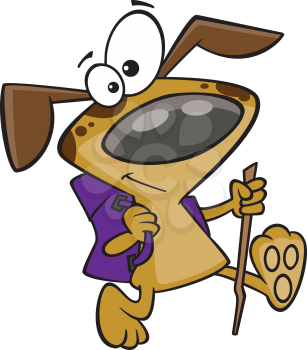 Royalty Free Clipart Image of a Dog Hiking