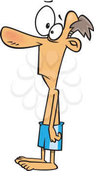 Royalty Free Clipart Image of a Skinny Man in a Swimsuit