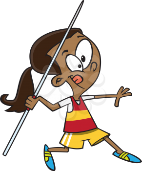 Royalty Free Clipart Image of a Girl With a Javelin