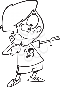 Royalty Free Clipart Image of a Boy With a Shotput