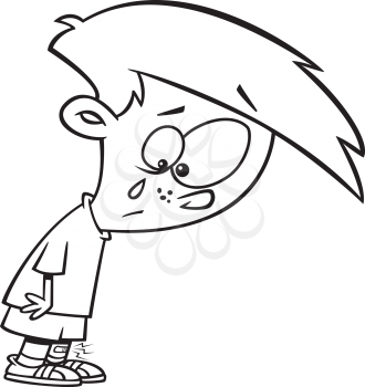 Royalty Free Clipart Image of a Boy With a Skinned Knee
