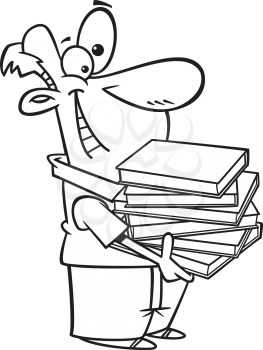 Royalty Free Clipart Image of a Man Holding a Pile of Books