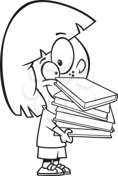 Royalty Free Clipart Image of a Girl With Books