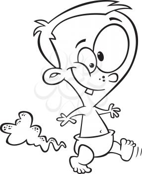 Royalty Free Clipart Image of a Baby Passing Gas