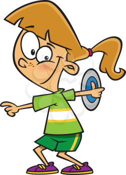Royalty Free Clipart Image of a Girl Throwing a Discus