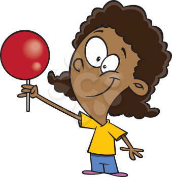 Royalty Free Clipart Image of a Little Girl With a Lollipop