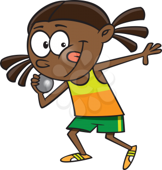 Royalty Free Clipart Image of a Girl Throwing a Shotput