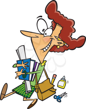 Royalty Free Clipart Image of a Woman With School Supplies