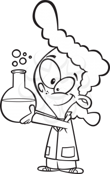 Royalty Free Clipart Image of a Child Holding a Flask
