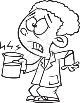 Royalty Free Clipart Image of a Scientist Holding a Beaker of Something Hot