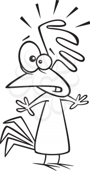 Royalty Free Clipart Image of a Nervous Chicken
