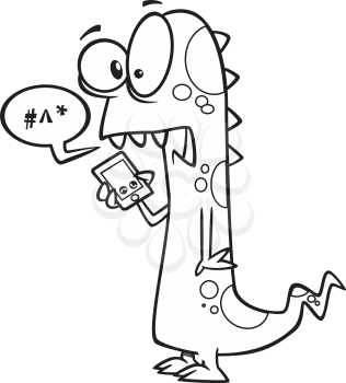 Royalty Free Clipart Image of a Monster Talking on a Cellphone