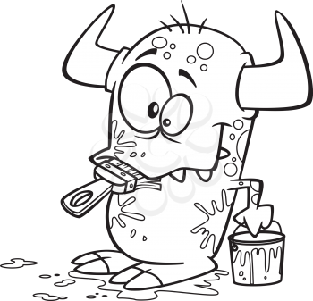 Royalty Free Clipart Image of a Monster With Paint