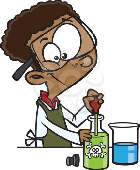 Royalty Free Clipart Image of a Boy in Science Class