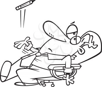 Royalty Free Clipart Image of a Man Flipping a Pencil