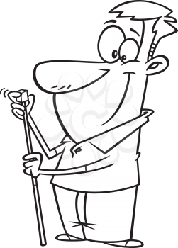 Royalty Free Clipart Image of a Man Chalking a Pool Cue