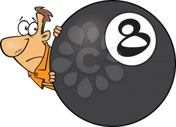 Royalty Free Clipart Image of a Man Behind the Eight Ball