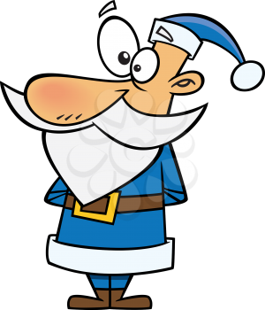 Royalty Free Clipart Image of Santa in a Blue Suit