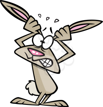 Royalty Free Clipart Image of a Bunny Grabbing Its Ears
