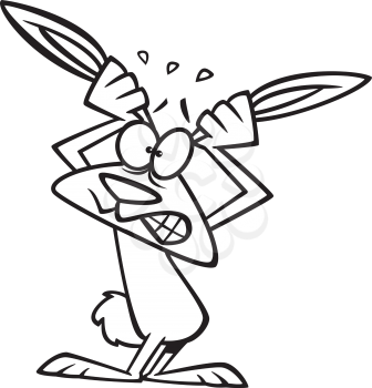 Royalty Free Clipart Image of a Bunny Grabbing Its Ears