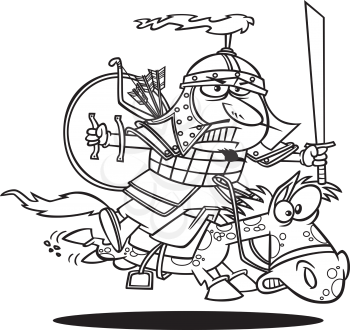 Royalty Free Clipart Image of a Warrior on Horseback
