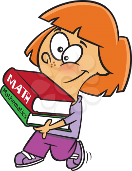 Royalty Free Clipart Image of a Girl Carrying Math Books