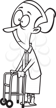 Royalty Free Clipart Image of an Elderly Woman With a Walker