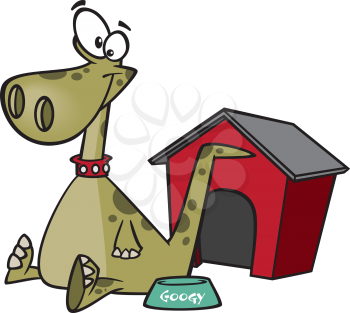 Royalty Free Clipart Image of a Pet Dinosaur