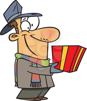 Royalty Free Clipart Image of a Man Holding a Gift