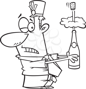 Royalty Free Clipart Image of a Man Opening Champagne