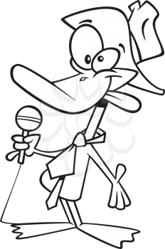 Royalty Free Clipart Image of a Duck With a Microphone