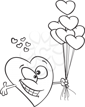 Royalty Free Clipart Image of a Heart Holding Heart Balloons