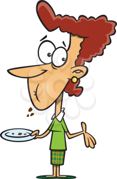 Royalty Free Clipart Image of a Woman With an Empty Plate