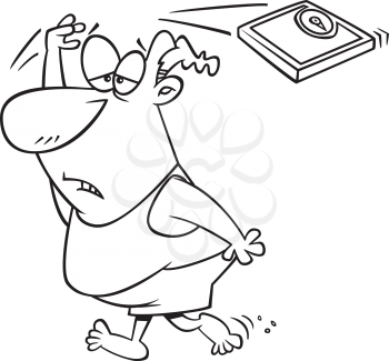 Royalty Free Clipart Image of a Man Throwing Away the Scales