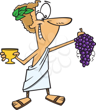 Royalty Free Clipart Image of a Greek Man Holding Grapes